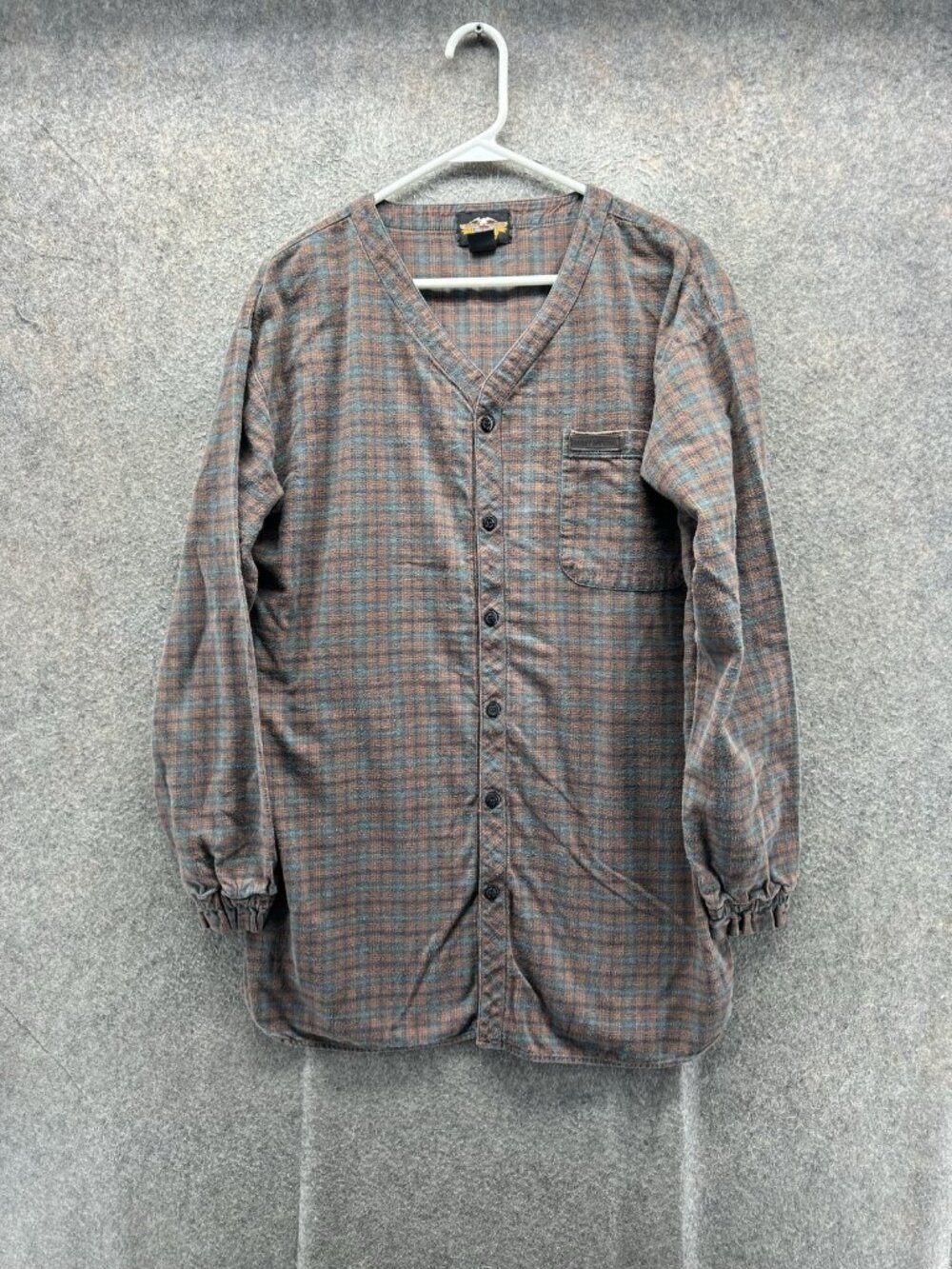 Harley-Davidson Pajama Top Mens Small Brown Plaid Flannel Sleepwear Lounge